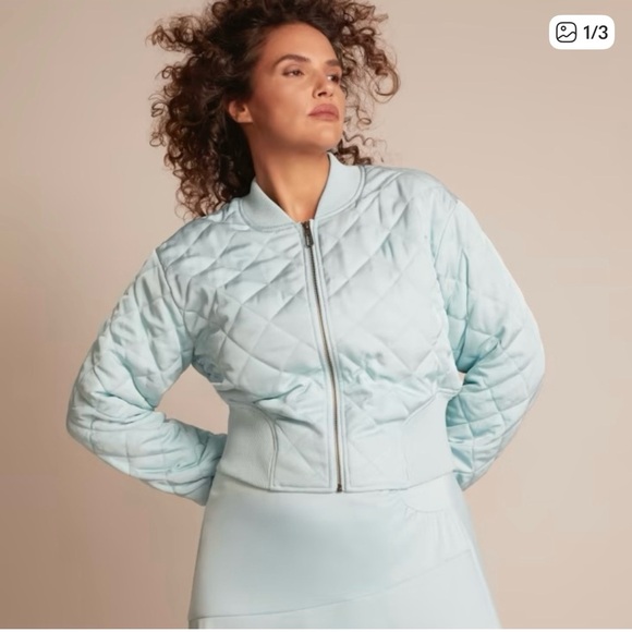 11 Honore Light Aqua Zip-Front Jacket - Picture 3 of 6